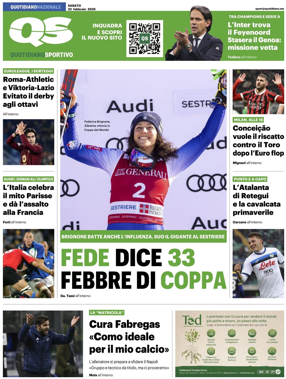 QS Quotidiano Sportivo - Front Page - 02/22/2025