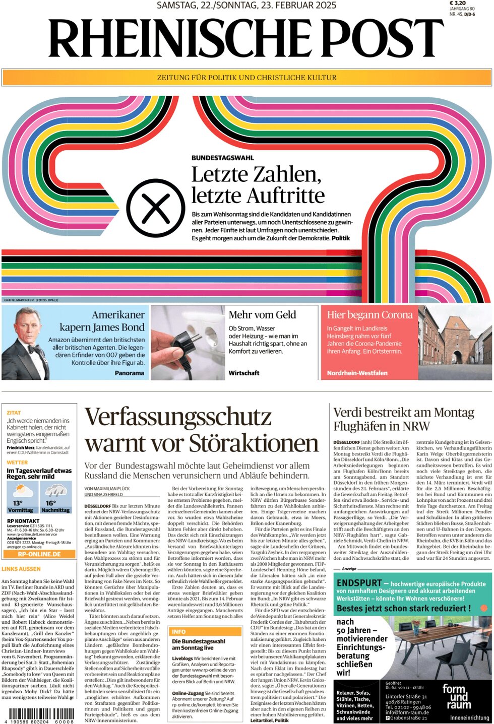 Rheinische Post - Front Page - 02/22/2025