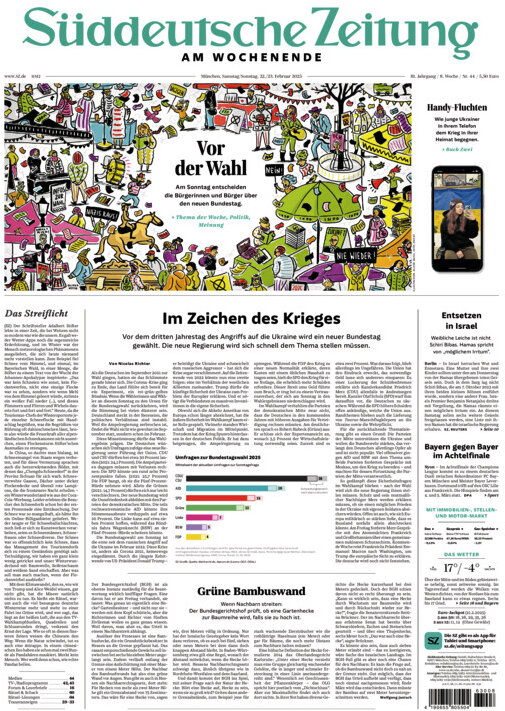 Süddeutsche Zeitung - Front Page - 02/22/2025