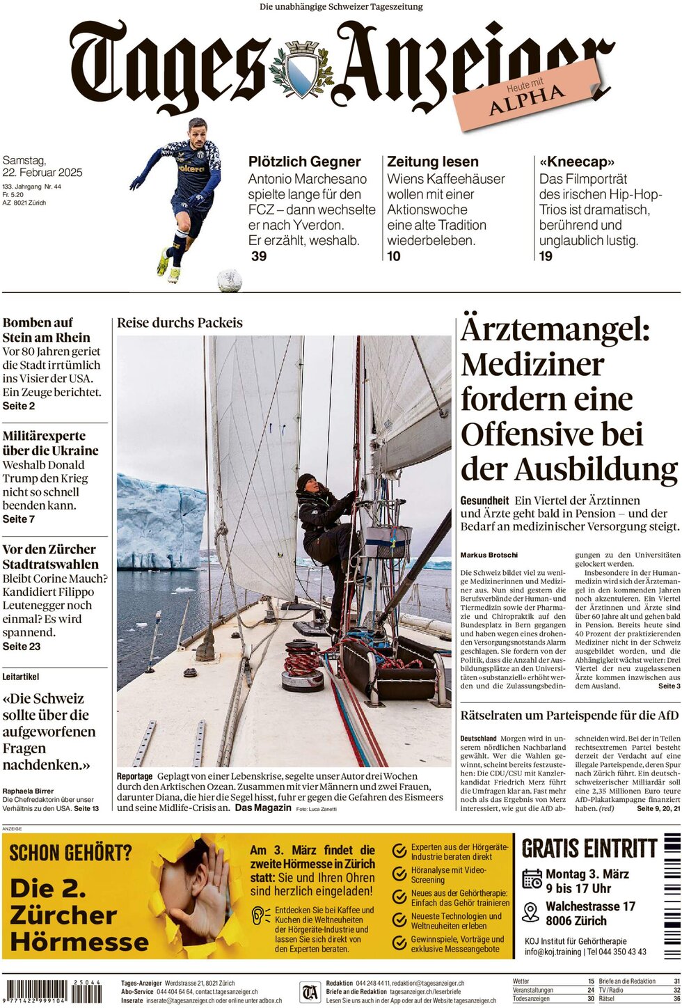 Tages-Anzeiger (Tagi TA) - Front Page - 02/23/2025