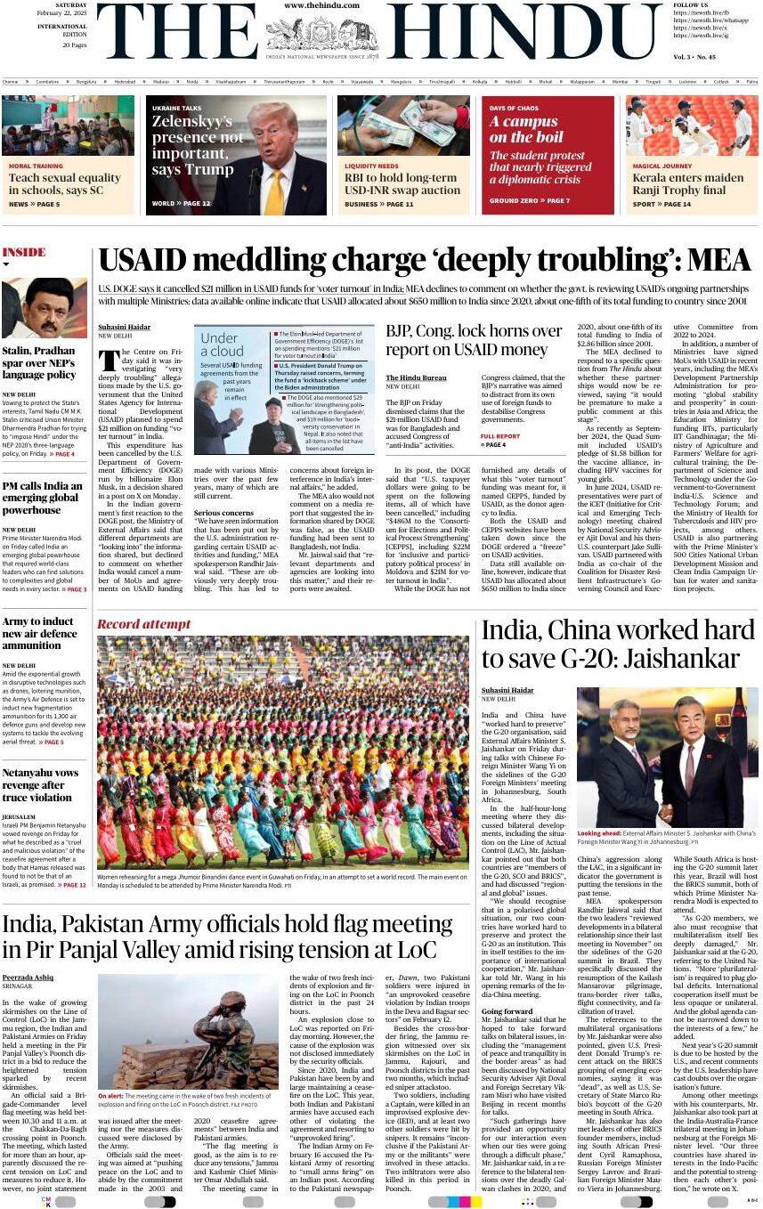 The Hindu - Front Page - 02/22/2025