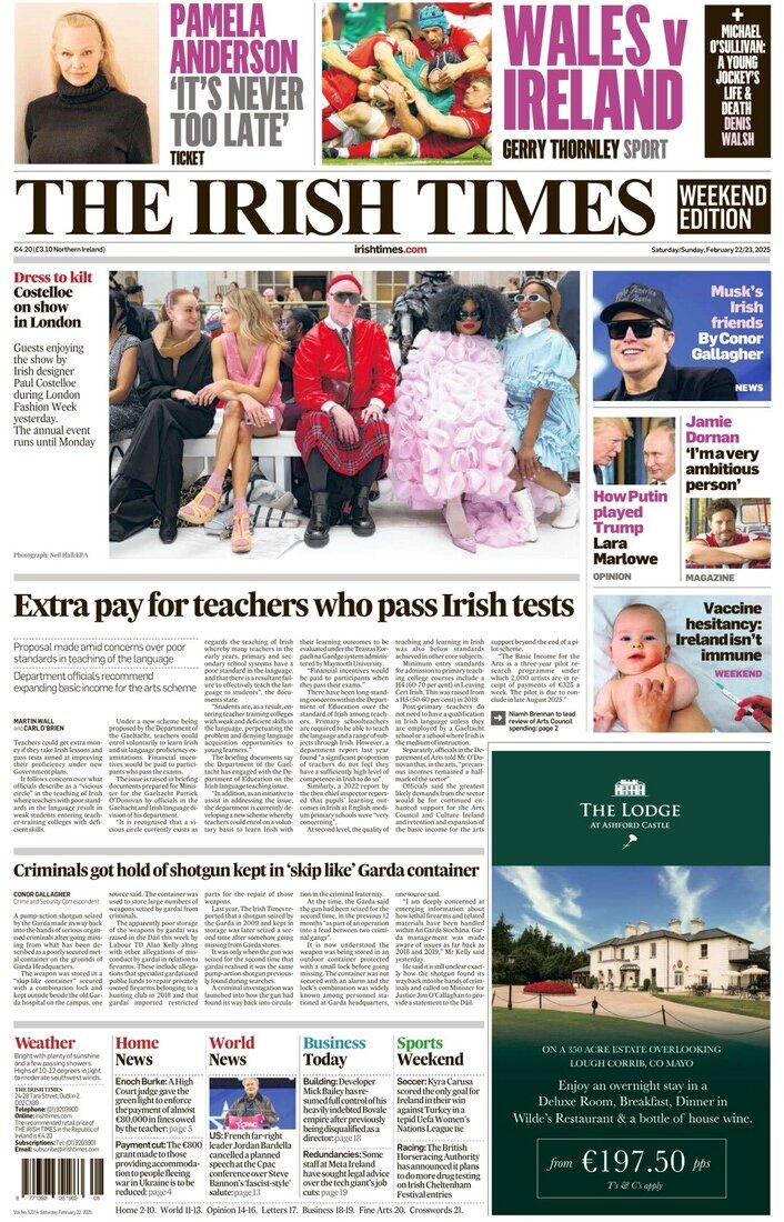 The Irish Times - Front Page - 02/23/2025