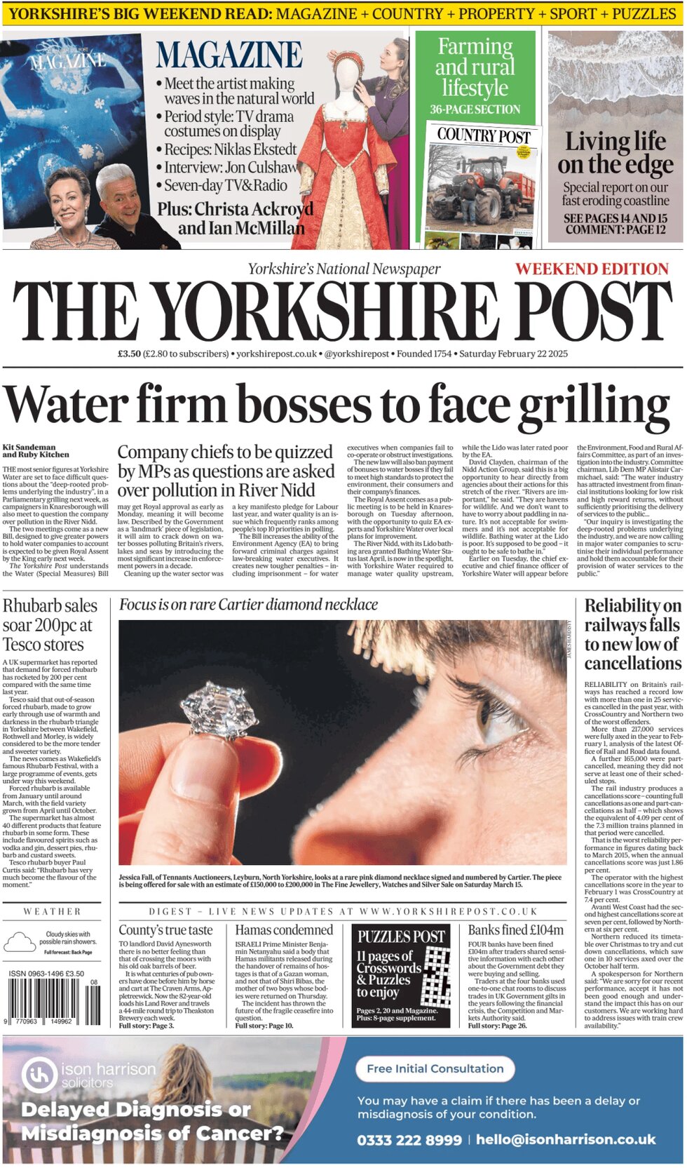 The Yorkshire Post - Front Page - 02/22/2025