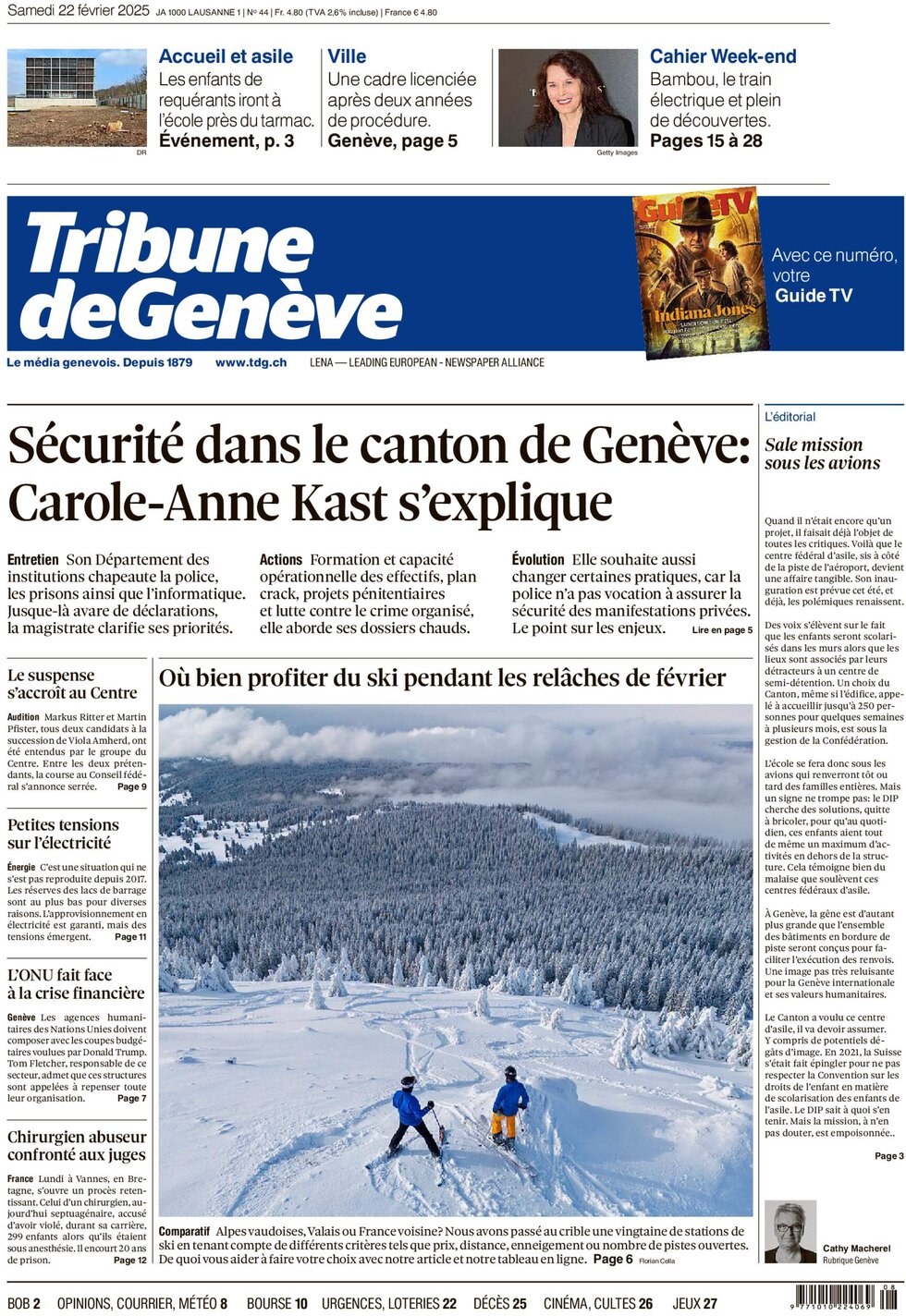 Tribune de Genève - Front Page - 02/23/2025