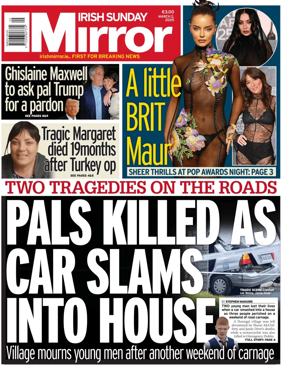 Irish Daily Mirror - Front Page - 03/02/2025