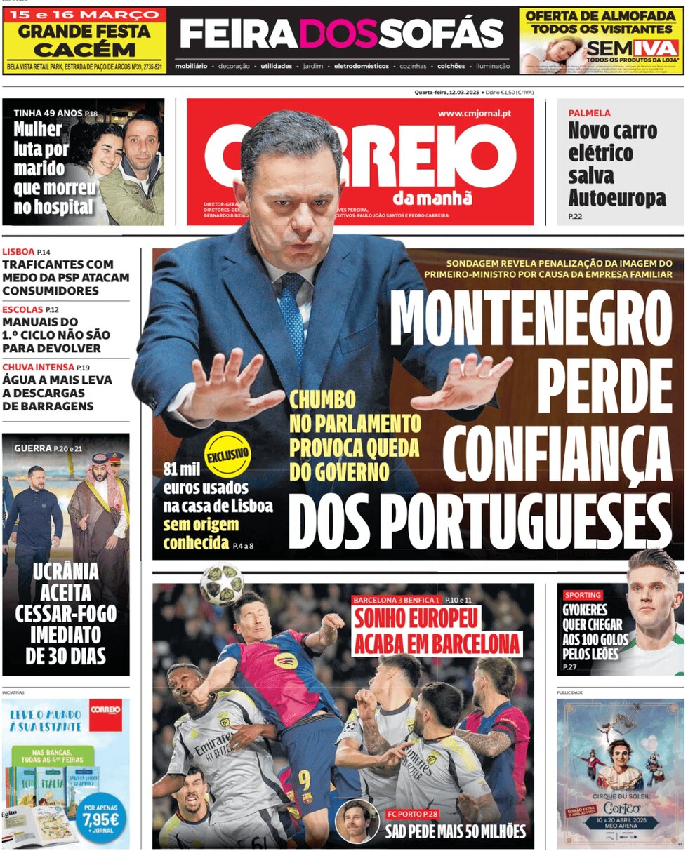 Correio da Manhã - Front Page - 03/12/2025