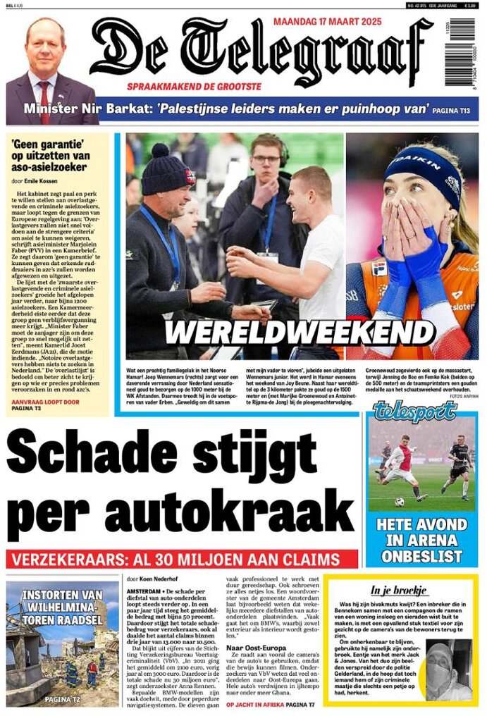 De Telegraaf - Front Page - 03/17/2025