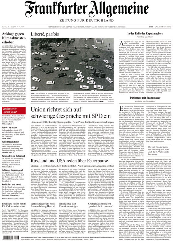 Frankfurter Allgemeine Zeitung - Front Page - 03/25/2025