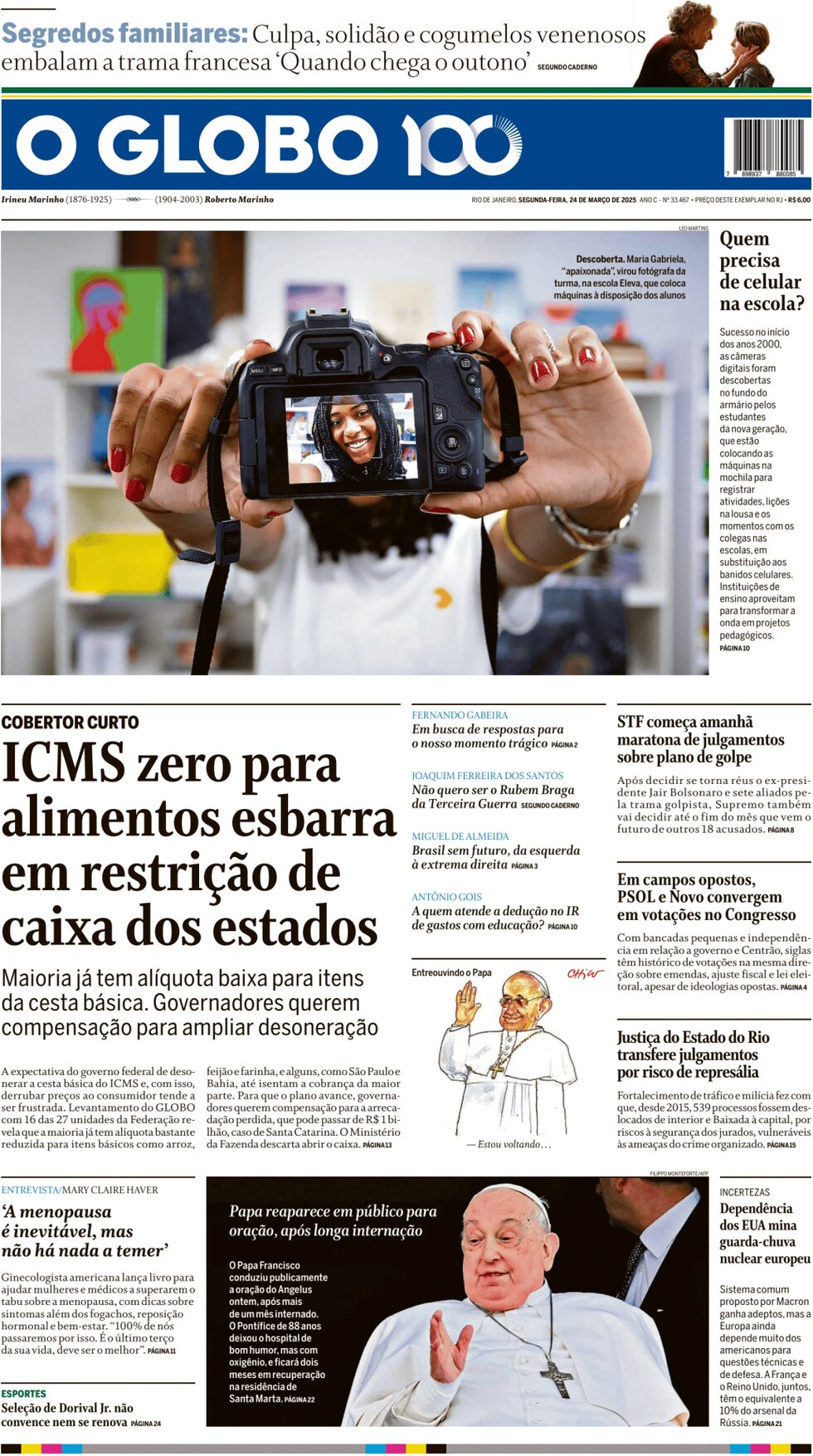 O Globo - Front Page - 03/24/2025