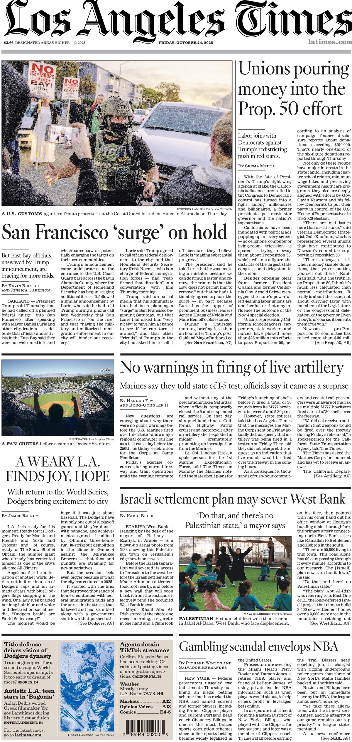 Los Angeles Times - Cover - 10/24/2025
