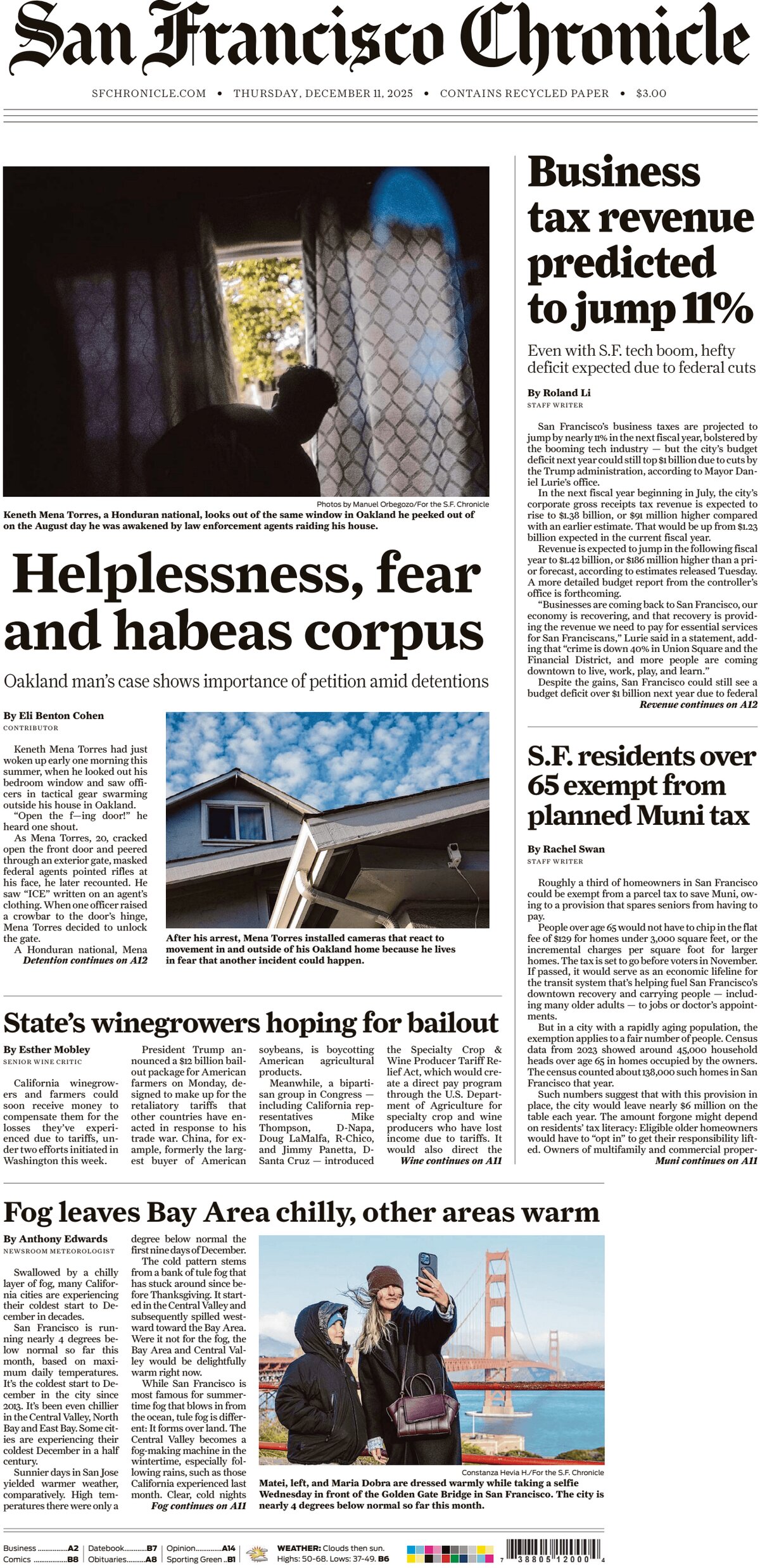 San Francisco Chronicle - Cover - 12/11/2025
