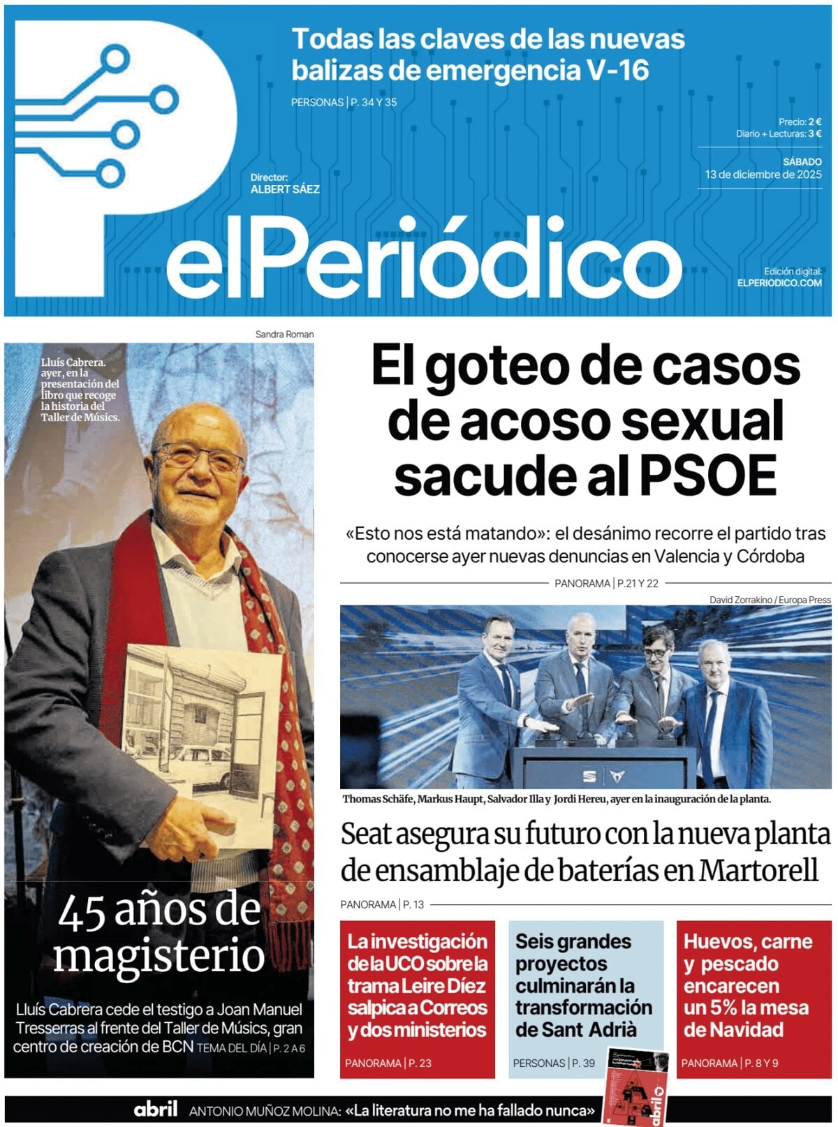 El Periódico de Catalunya - Front Page - 12/13/2025
