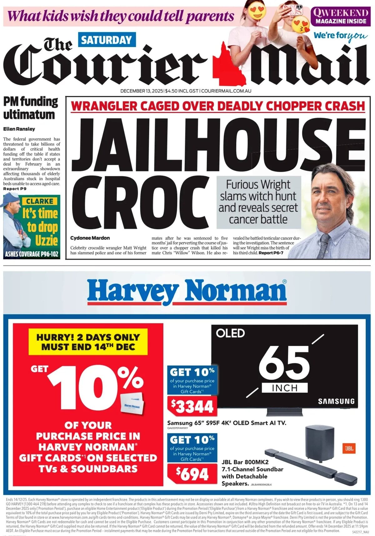 The Courier-Mail - Front Page - 12/13/2025